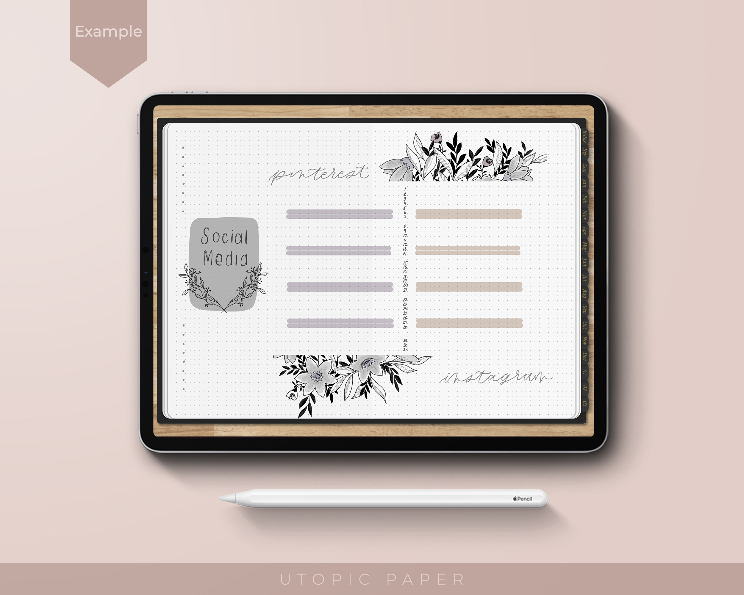 Pegatinas digitales Bullet journal, para sistemas iOS, Android y windows.
